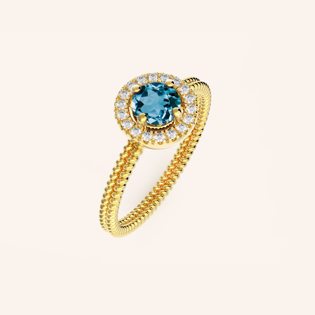 [M1595-3S5-S48] Diamond Aurora Ring (Yellow Gold Plated, 48)